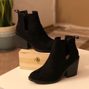 Faux Suede Ankle Slit Booties Size 8